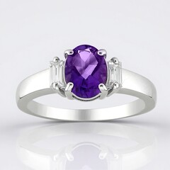 Anello in argento con Ametista Zambiana