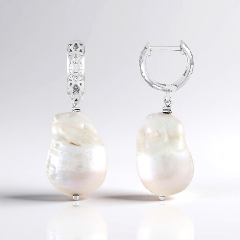Orecchini in argento con Perla d'Acqua Dolce Bianca (Ornaments by de Melo)