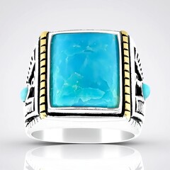 Anello in argento con Turchese Kingman Mohave Blu (Jones Lee)