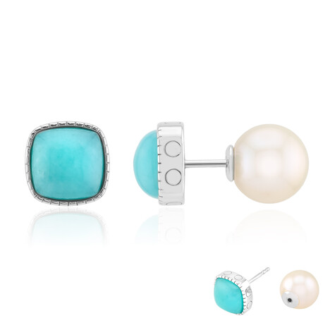 Zilveren oorbellen met Witte zoetwater kweekparels (TPC)