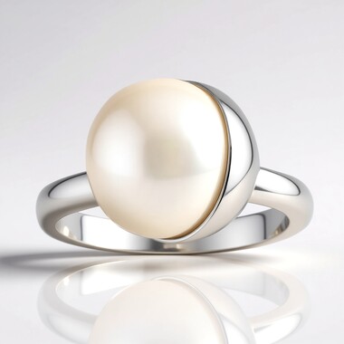 Bague en argent et Perle blanche de culture d'eau douce (Michelle Albala)