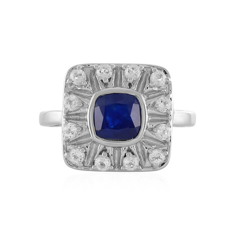Zilveren ring met een Madagaskar Blauwe Saffier