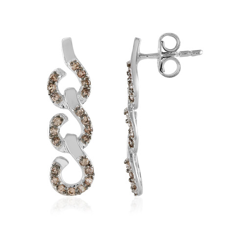 Boucles d'oreilles en argent et Zircon cognac