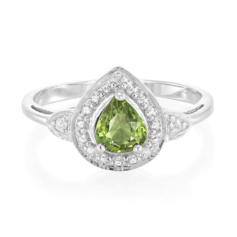 Anello in argento con Zaffiro Verde AAA