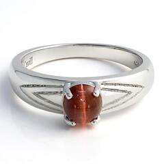 Anello da uomo placcato in platino con Scapolite Occhio di Gatto