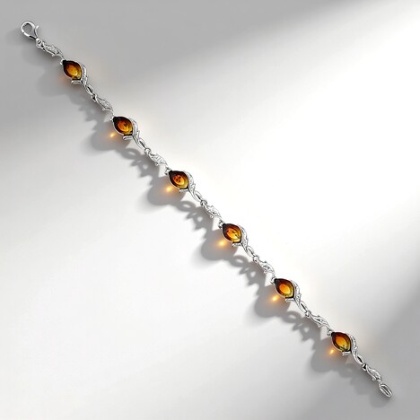 Bracciale in argento con Ambra Sunrise Baltica (dagen)