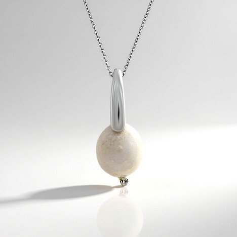 Collana in argento con Perla d'Acqua Dolce Bianca (Joias do Paraíso)