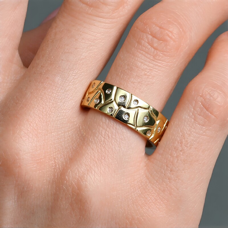 9K I3 Champagne Diamond Gold Ring (de Melo)