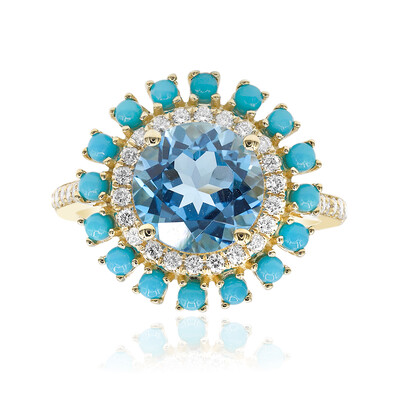 Bague en or et Topaze bleu Suisse (CIRARI)