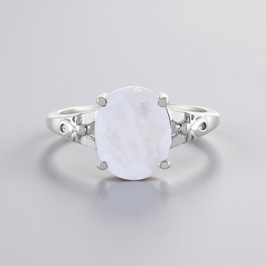 Anillo en plata con Piedra de Luna arcoíris
