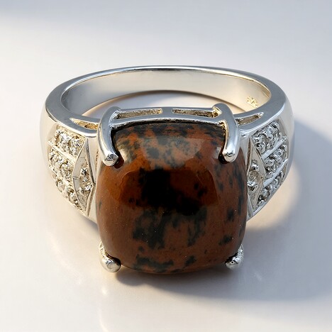 Anello in argento con Ossidiana Mogano