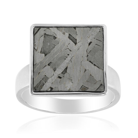 Anello in argento con Meteoriti di Aletai