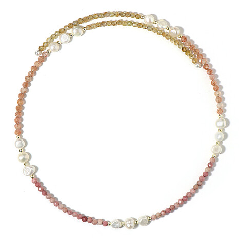 Collier ras du cou en acier et Perle blanche de culture d'eau douce (Riya)