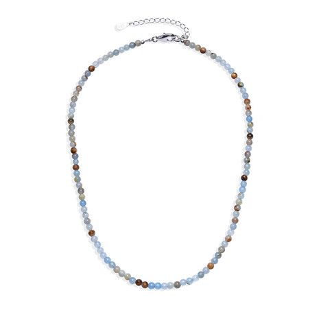 Blauer Aragonit-Silberhalskette