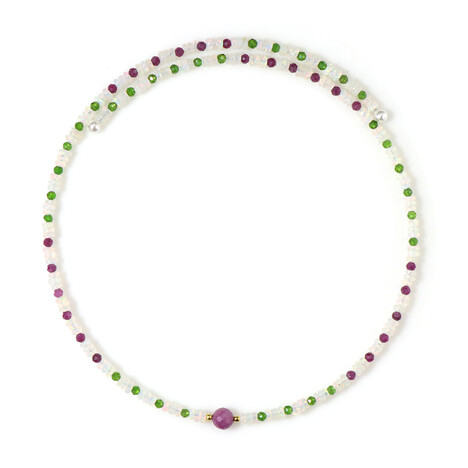 Collar al cuello en acero con Rubí de Mozambique (Riya)