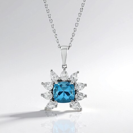 Collana in argento con Topazio Blu Svizzero (de Melo)