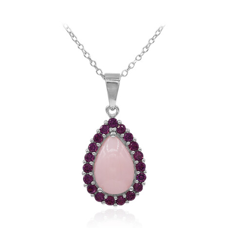 Pink Opal Silver Necklace