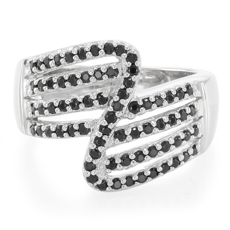 Anillo en plata con Espinela negra