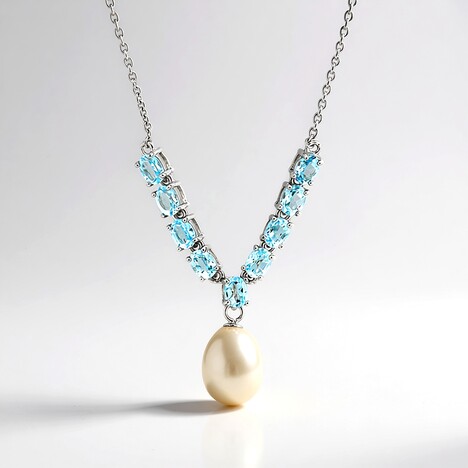 Collana in argento con Perla d'Acqua Dolce Bianca