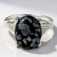Anillo en plata con Obsidiana Copo de Nieve