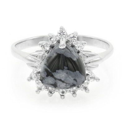 Anello in argento con Ossidiana Fiocco di Neve