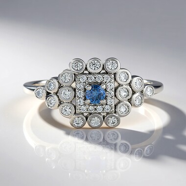 Unheated Ceylon Blue Sapphire Silver Ring