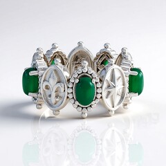 Zilveren ring met groene agaten