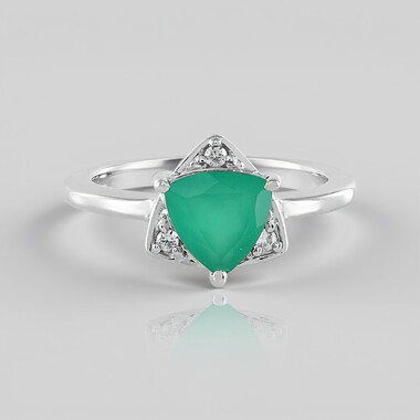 Zilveren ring met een Groene onyx