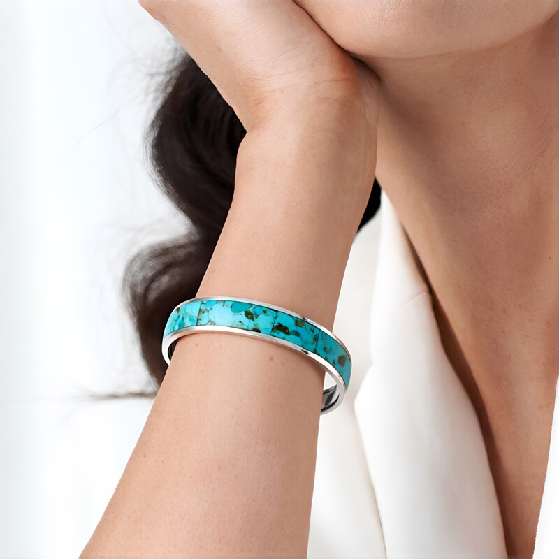 Bracciale in argento con Turchese Kingman Mohave Blu (Jones Lee)