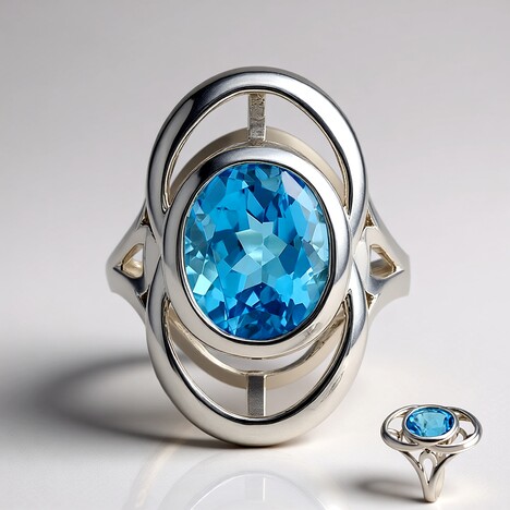 Anello in argento con Topazio Blu Svizzero (Pallanova)
