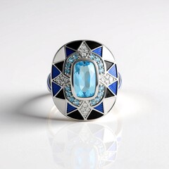 Anello in argento con Topazio Blu Svizzero (Adela Silber)