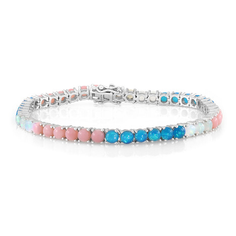 Brazalete en plata con Ópalo rosa