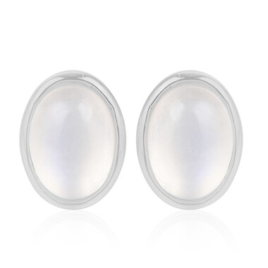 Pendientes en plata con Piedra de luna arco iris de Tanzania