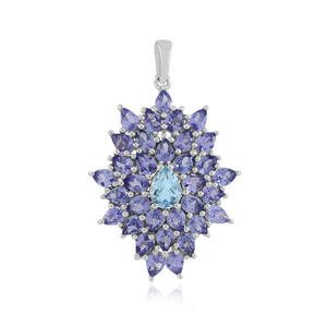 Colgante en plata con Topacio azul cielo