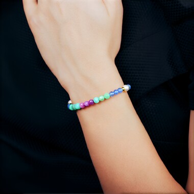 Bransoletka bangle ze stali - Akwamaryn brazylijski (Riya)