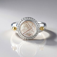 Anello in argento con Quarzo Rutilato Ramato (Granulieren)