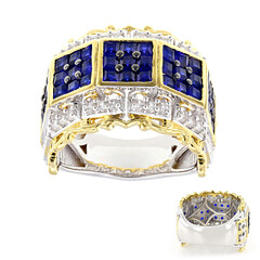 Zilveren ring met kobaltblauwe spinelstenen