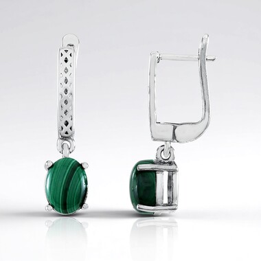 Orecchini in argento con Malachite (Adela Silber)