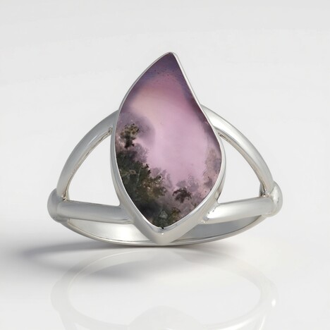 Bague en argent et Calcédoine pourpre (Bali Barong)
