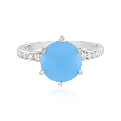 Blauer Chalzedon-Silberring