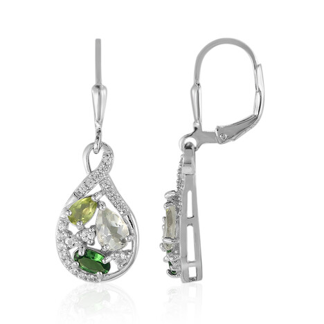 Green Amethyst Silver Earrings