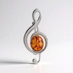 Broche en argent et Ambre baltique couleur cognac (dagen)