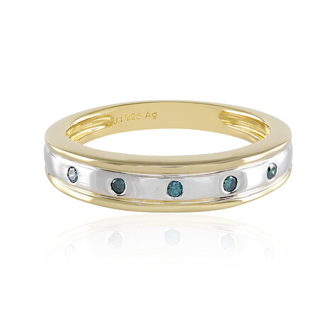 Blauer I2 Brillant-Silberring