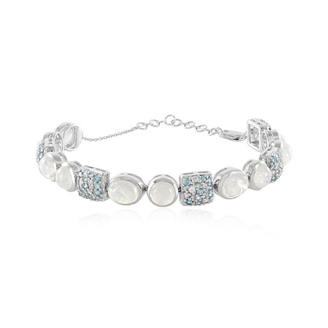 Brazalete en plata con Piedra de Luna arcoíris (KM by Juwelo)