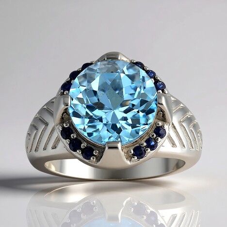Bague en argent et Topaze bleu ciel (Remy Rotenier)