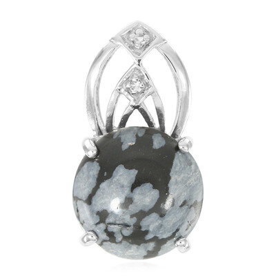 Pendentif en argent et Obsidienne Flocon-de-Neige