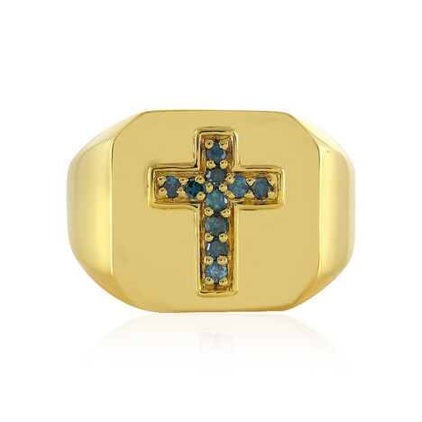 Blauer I4 Diamant-Silberring