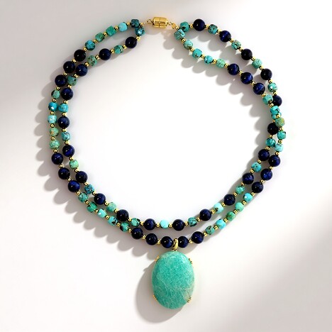 Collana in argento con Amazzonite (Adela Silber)