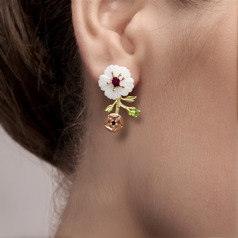 White Quartz Silver Earrings (Gems en Vogue)
