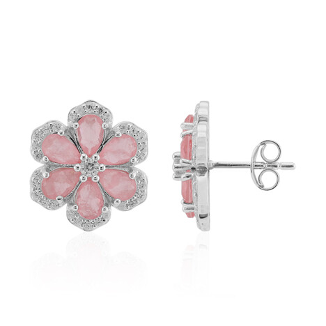 Pendientes en plata con Cuarzo rosa pastel